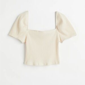 H&M cream ribbed crop top size small